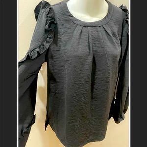 ODDY Black Ruffled Blouse